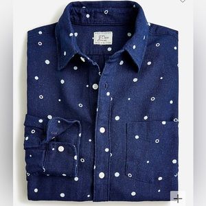 NWOT Jcrew indigo dyed chambray polka dot shirt